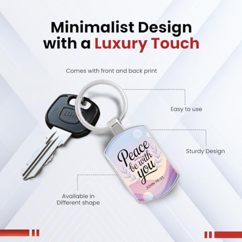 Image of Stylish Metal Keychains with Permanent Glossy Print - Inspirational Quotes & Spiritual Designs - Perfect Key chains for loved ones, Personal Use, Gifts & Return Gifts
