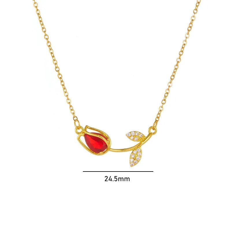 Collier de tulipe anti-ternissement ras du cou zircon coloré