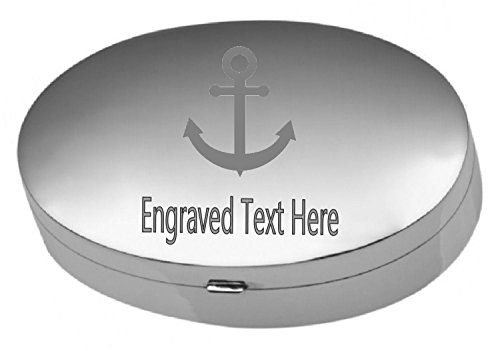Boîte à pilules argent gravé bateau ancre fini les oublis de traitement
