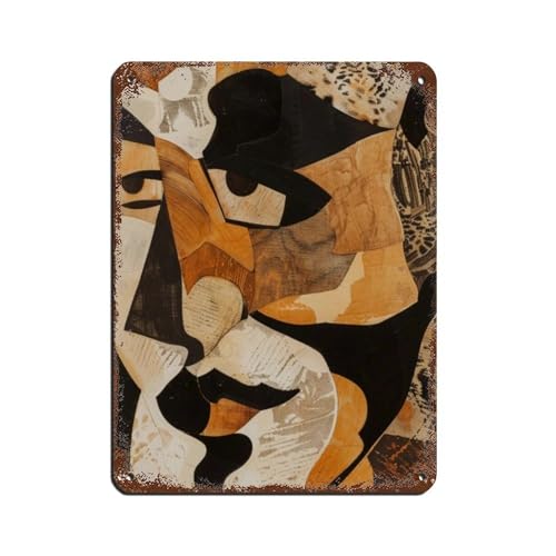 BNCEDJK Innovativer Plaque en métal vintage Abstrakter Kubismus-Druck pour pub,