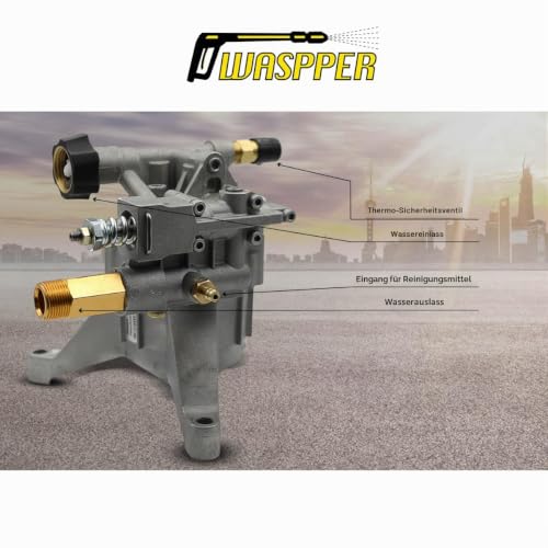 Hochdruckreiniger Pumpe Ersatzpumpe 3100 PSI 210 Bar – Vertikale Hochdruckreiniger Pumpe mit 8,5 L/min und 6,5 HP – Ersatzpumpe für Benzin Hochdruckreiniger – Waspper PA000-PWVR28/2.5H
