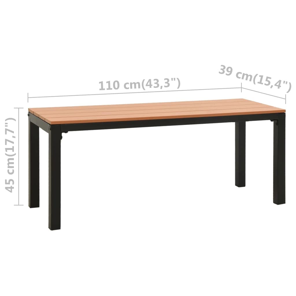 vidaXL Gartenbank Witterungsbeständig Sitzbank Parkbank Gartenmöbel Bank Balkonbank Terrassenbank Terrasse Garten Outdoor 110cm Stahl WPC Braun Schwarz