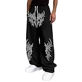 Generisch Pantalon de survêtement Y2K pour Homme   Motif Tribal Gothique imprimé Jogging Baggy Jambes Larges Loisirs Taille élastique #0408Y