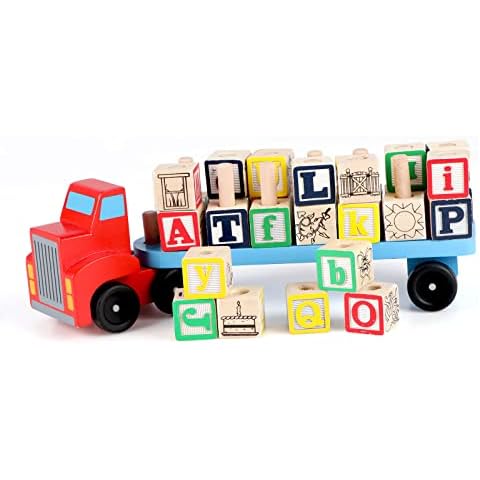 KABENFIS Wooden ABC Block Truck Wooden Educational Toys Alphabet Truck for Girls and Boys Cover