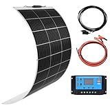 XINPUGUANG Flexible Solar Panel 100W 12V Monocrystalline Solar Kit Hightweight module, 10A charge controller ,Extension cable for RV Boat Cabin Car (100W-1)