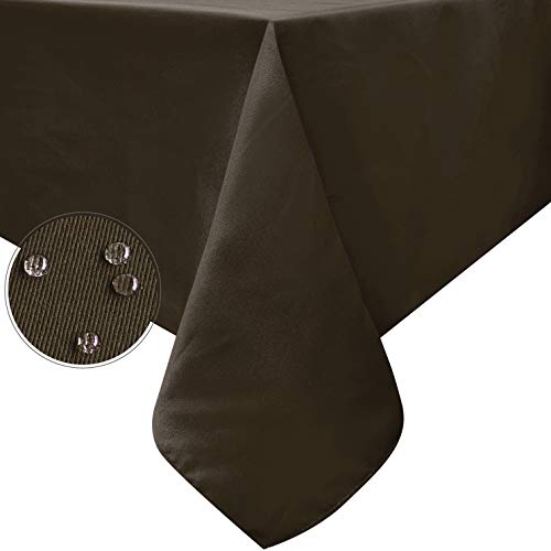 Image of Obstal 210GSM Rectangle Table Cloth, Chocolate, 60 x 84 Inch | Heavy Duty Water Resistance Microfiber Tablecloth, Decorative Fabric Table Cover for Outdoor and Indoor Use
