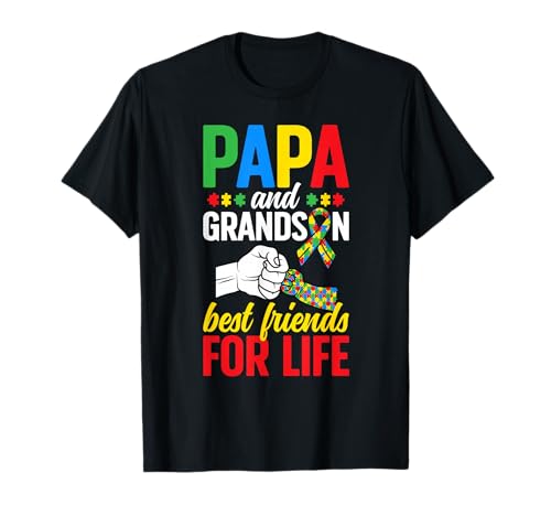 Proud Autism Papa And Grandson Autism Warrior Papa T-Shirt