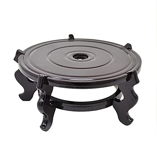 Feng Shui Chinese Wooden Fishbowl Planter Display Stand (12 Inch)