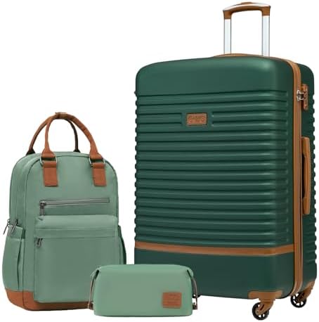 COOLIFE Koffer Set 3tlg, Reisekoffer Set mit Reiserucksack & Kulturbeutel | 28" Koffer Groß für Fernreisen, Leichter ABS Hartschalenkoffer, TSA-Schloss, YKK-Reißverschluss, 360° Ro