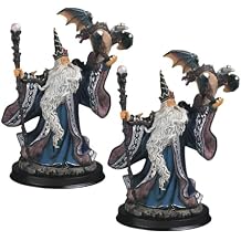 ICE ARMOR 2-PC Gift Set 9" H Blue Wizard with Magic Wand and Dragon Figurine Statue Ornament Home Room Office Decor Ideas for Housewarming, Holidays and Birthdays