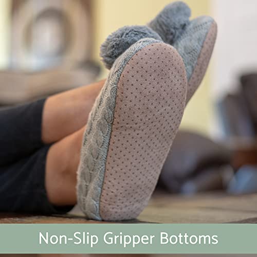 Elanze Designs Ballerina Knit Pom Womens Plush Lined Cozy Non Slip Indoor Soft Slipper3