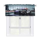 KRPTRIX Police Car Valance for Windows Short Rod Pocket Top Window Treatment Valance Curtain for Bedroom Kitchen Living Room, 54 x 18 inch