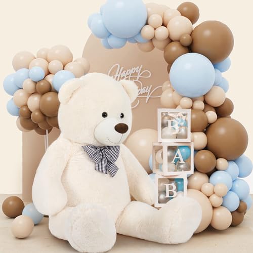 Image of MaoGoLan Giant White Teddy Bear Stuffed Animal 5 Feet,Soft Cuddly Smiling Face Big Teddy Bear Plush Gift for Boyfriend Girlfriend