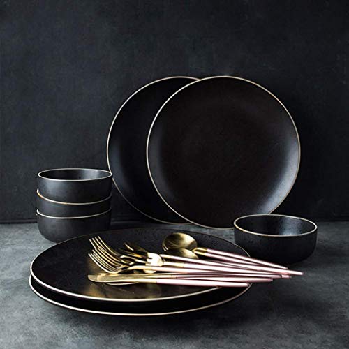 Ensemble de vaisselle en céramique noire pour table sans tache - 2