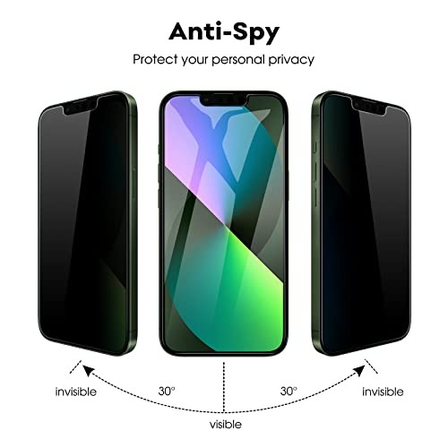 Image of JETech Privacy Screen Protector for iPhone 13 mini 5.4-Inch with Camera Lens Protector, Anti-Spy Tempered Glass Film, Easy Installation Tool, 2-Pack Each