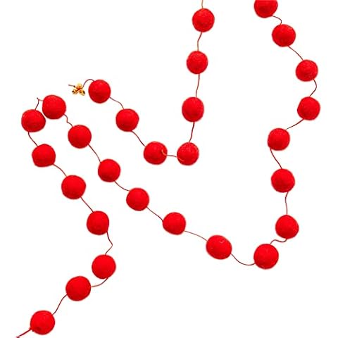 Felt Banner Garland - Christmas, Holiday (Red Pom Poms) Cover