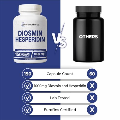 Image of Diosmin Hesperidin 1000mg Complex, 150 Capsules, Citrus Bioflavonoids Rich Fruit Extract, 100% Vegetarian, Non-GMO & Gluten Free Diosmin Supplement with Max Strength