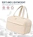 Hairao Travel Toiletry Bag, Lightweight Large Wide-open Toiletry Bag for Women, Puffy Makeup Bag with Handle, Carry-on Wet and Dry Travel Cosmetic Bag For Accessories, Essentials, Toiletries, Beige