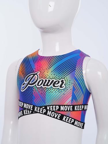TiaoBug Kids Girls Stylish Print Sports Gymnastics Vest Sleeveless Dance Crop Top Ice Skating Yoga Tanks4