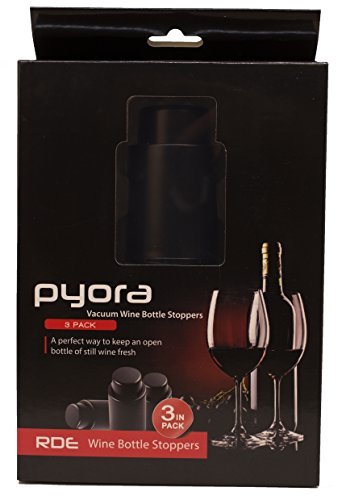 Wine Bottle Stopper with Vacuum Pump to preserve wine longer - 2 Pack + 1 Bonus - Gift set - By PYORA