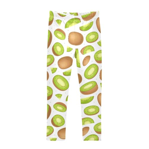 Sweet Kiwi Fruit Green Food Girls Leggings,Workout Leggings for Girls Toddler Athletic Leggings Size for 3-10T