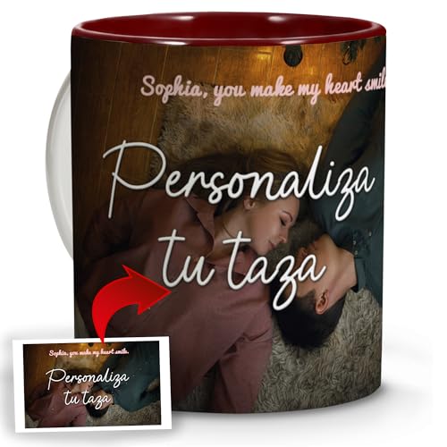Taza Personalizada con Foto y Texto. Tazas para Personalizar. Regalos para Mujer. Regalo San Valentín Originales para Mi Novio. Regalos San Valentín Pareja Hombre. Regalos con Fotos. Interior Granate Taza Personalizada con Foto y Texto. Tazas para Personalizar. Regalos para Mujer. Regalo San Valentín Originales para Mi Novio. Regalos San Valentín Pareja Hombre. Regalos con Fotos. Interior Granate