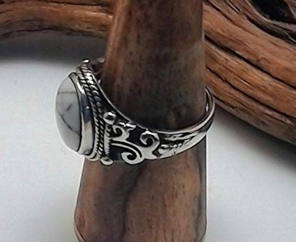 Amazon | ホワイトターコイズリング インディアンジュエリー シルバー Amazon | ホワイトターコイズリング インディアンジュエリー シルバー