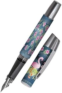 Ergonomic fountain pen for left handed for school/college - ONLINE Campus Be Happy - solid medium nib, soft grip part, for standard ink cartridges, refillable, for beginners/pupils/students/adults