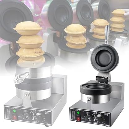 ZEEKYFOR Elektrisches Burger-Waffeleisen, antihaftbeschichtete Burger-Presse 1200 W, doppelseitige Heizung, 50–300 °C Eisburgerform