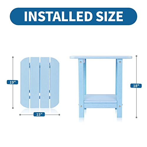 Vingli Outdoor Side Table With 2 Layer Storage, Plastic Waterproof And Uv Resistant Hdpe Adirondack Coffee End Tables, All Weather For Patio, Backyard, Pool, Indoor Use (Blue) #TOP2