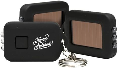 "Happy Holidays" Brilliant 3 LED Solar Powered Keychain Light 3 Pack
