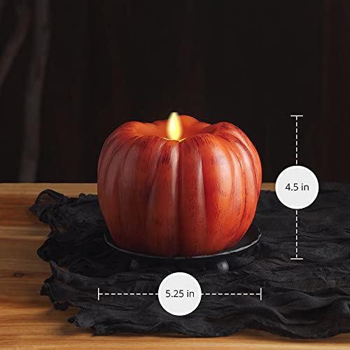 Image of Luminara - Flameless Halloween LED Candle Battery Operated Moving Flame - Antique Orange Pumpkin - Pack of 1-5 x 4.5 - Unscented Indoor Use