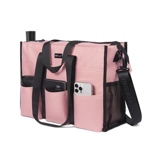 Image of TOPDesign Utility Water Resistant Tote Bag with 22 Pockets, Zipper Closure