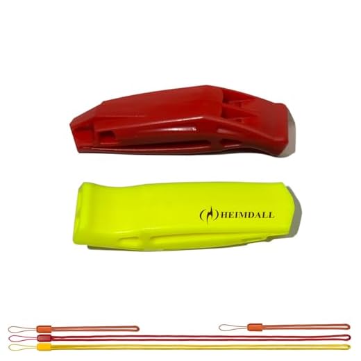 HEIMDALL Emergency Whistle with Lanyard for Safety Boating Camping Hiking Hunting Survival Rescue Signaling (Red, Yellow)