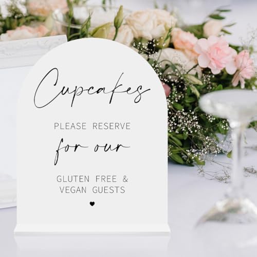 Cupcakes Dessert Bar Sign Gluten Free and Vegan Guests Cupcakes Sign Wedding Engagement Bridal Shower Anniversary Party Dessert Table Acrylic Decor 8 x10 Inch
