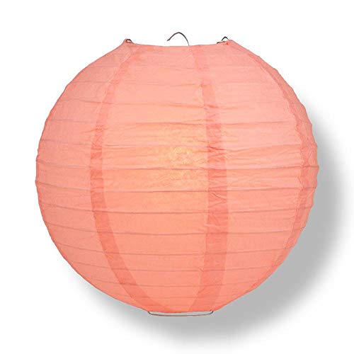 Quasimoon Paperlanternstore Decorative Paper Lantern - (Single, 10-Inch, Roseate/Pink Coral, Even Ribbing) Round Paper Lantern - Ideal Wedding And Party Decor Or Home Accent, Lighting Optional #TOP6