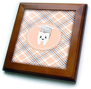 3dRose Image of Tooth wearing Cap, Dental School Graduation, Coral... - Framed Tiles (ft_355054_1)