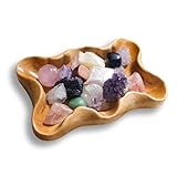 Crystal Tray for Rocks, Gems, and Healing Stones, Wooden Offering Bowl, Crystal Storage Holder, Decorative Display Tray, Crystal Organizer, Zen Bowl, Tray for Essential Oils