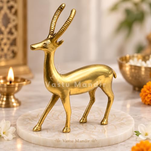 Image of Brass Big Deer Idol, Vastu Remedy for Stability & Stamina (22.86 cm, 830 g)