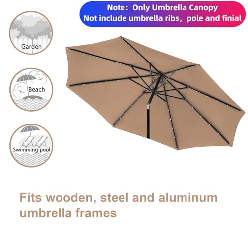 Jorohiker 9ft Patio Umbrella Replacement Canopy,Outdoor Table Market Yard Umbrella Top for Outdoor Umbrella Canopy with 8 Ribs (Khaki)