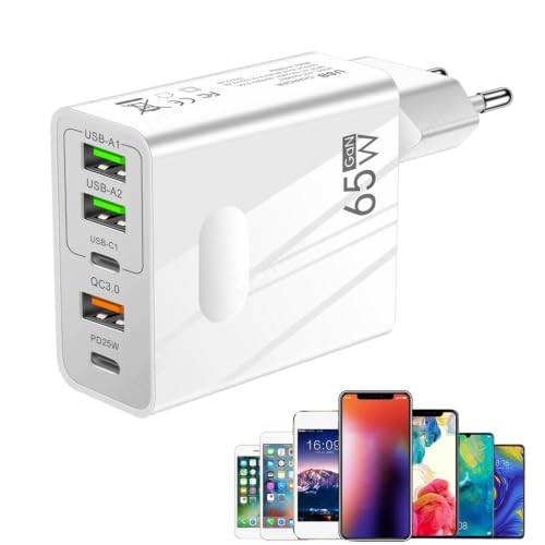 Cargador USB C de 65 W | Cargador de portátil Estación de Carga USB | Enchufe del Cargador del C de 65W, Adaptador de Corriente Ordenador portátil Bloque de la estación de Carga rápida par