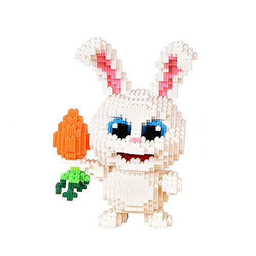 LNLJ Blanco conejo animal zanahoria 3D DIY modelo micro diamante mini bloques de construcción montaje juguete Cover