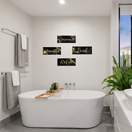 Maxkes 4 Pcs Bathroom Wall Decor Farmhouse Sign Rustic Bathroom Decor Wall Art Relax Soak Unwind Breathe Wood Hanging Sign Vintage For Living Room Home Spa Bathroom Decor, 10 X 4 Inch #TOP4