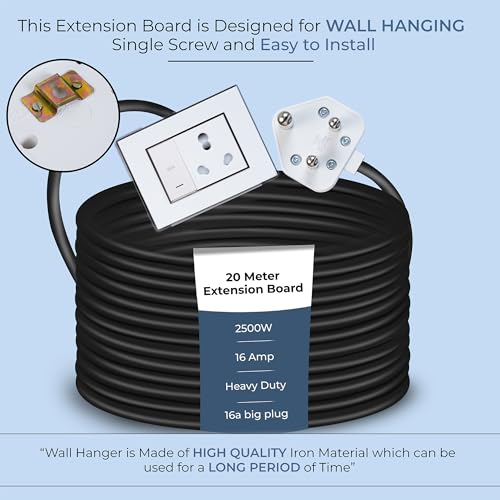 Image of Extension Board Heavy Duty Multi Socket 15A /16A /20 (2500 Watts 16A Big Plug and 20A Switch, 20 Meter)