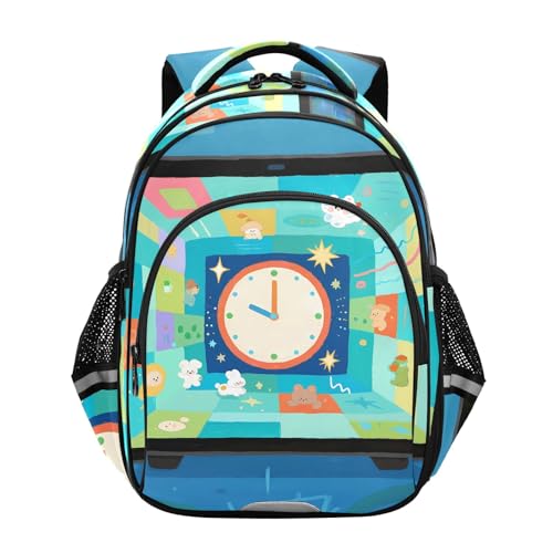 Nexawaveo Zaino per bambini in età prescolare con cartoni animati, per scuola elementare, per ragazzi e ragazze, età 3-8 anni, Schermo Orologio Fantasy, Medium, Zaini da viaggio