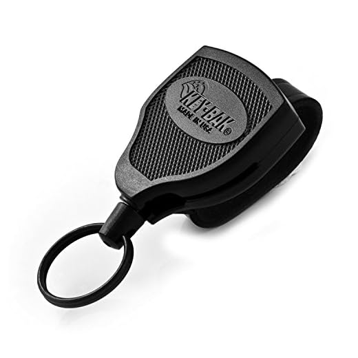 KEY-BAK SUPER48 HD 8oz. Locking Retractable Keychain, 48" Retractable Cord, Black Polycarbonate Case, Leather Duty Belt Loop, Oversized Split Ring