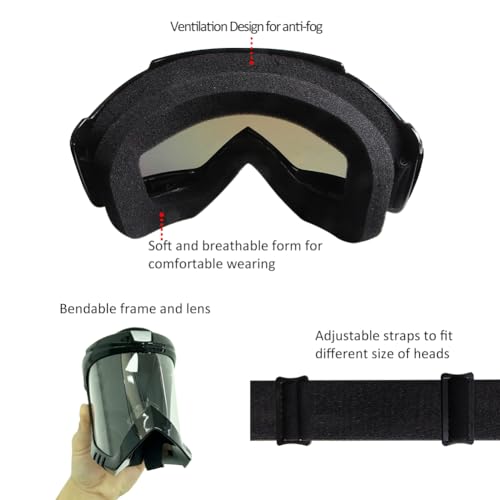 Image of Motorcycle Goggles 2-Pack ATV DirtBike Gear Motocross Riding Racing | Offroad Helmet Goggles, UTV MTB MX Accessories - UV400, Anti-Fog, Windproof Dustproof, for Men Women Youth Kids