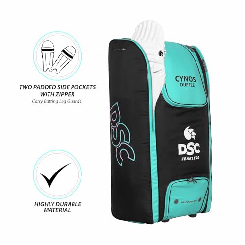 Image of DSC Cynos Duffle Cricket Kit Bag with Wheels - Large Capacity Sports Equipment Travel Bag for Professional Players