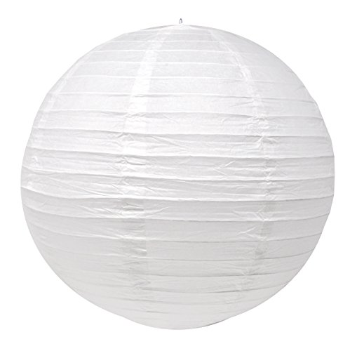 Image of Mudra Crafts 12 Inch Round Chinese White Paper Lanterns Hanging Decor | 10 PCs, Reusable, Indoor Outdoor Decorative Lamp Shade, for Ceiling, Wedding, Shower, Party, Festival, Home Decoration