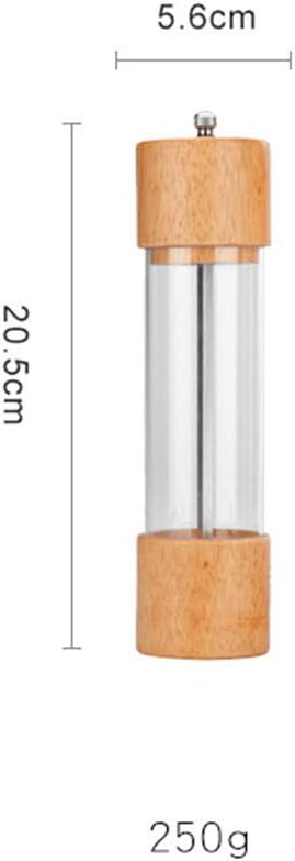 Salt and Pepper Mill Set, Wooden and Acrylic Salt and Pepper Grinders, Modern Shakers with Adjustable Ceramic Core, Salt Grinder and Pepper Mill for Kitchen,8.07 Inches,2